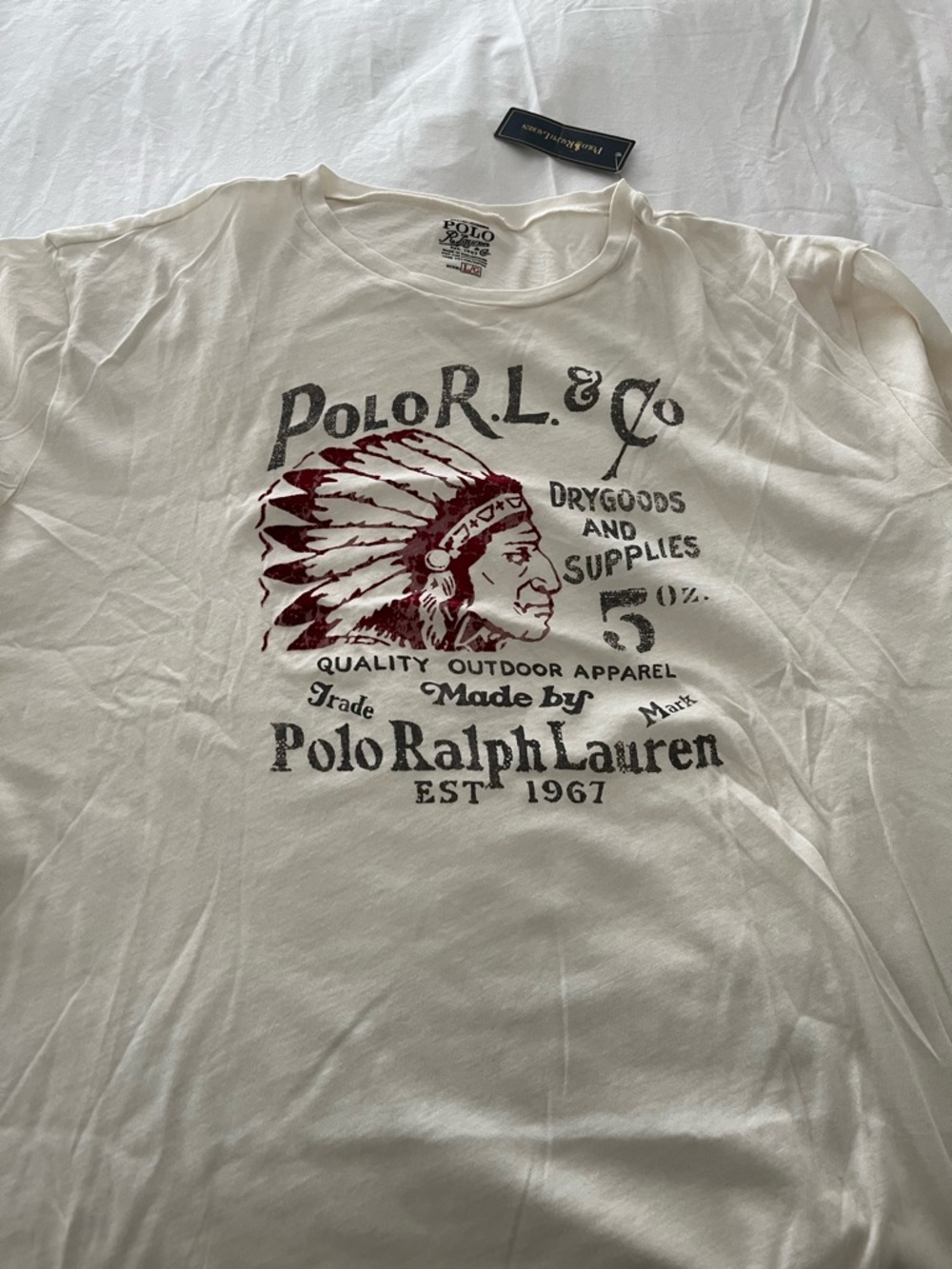 Polo by Ralph Lauren White Short Sleeve Graphic Tee with Maroon Print